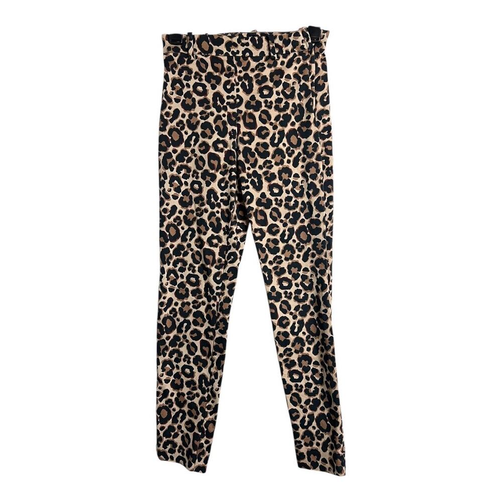 H&M Leopard Print Trousers Slacks Office Career Rockabilly 2 Animal Cheetah